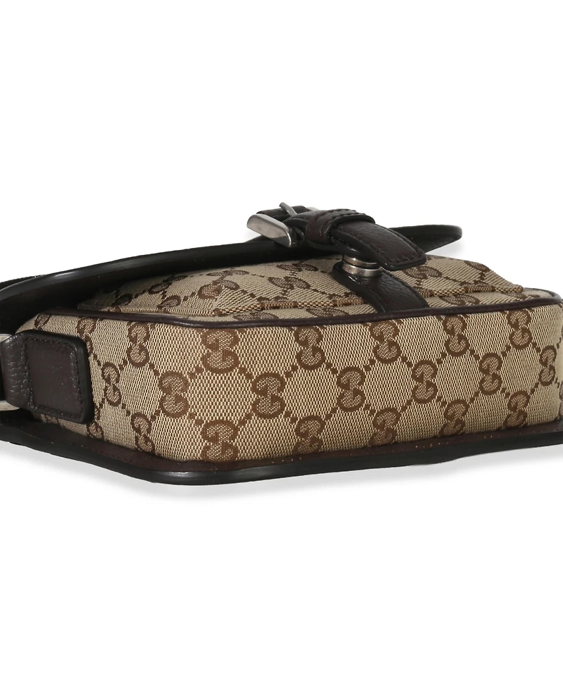 Pre-Owned Gucci Beige Ebony Gg Supreme Canvas Mini Buckle Crossbody Bag