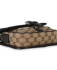 Pre-Owned Gucci Beige Ebony Gg Supreme Canvas Mini Buckle Crossbody Bag