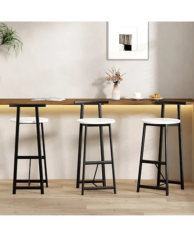 flynama Metal Counter Bar Stools Set of 3 with Backrest