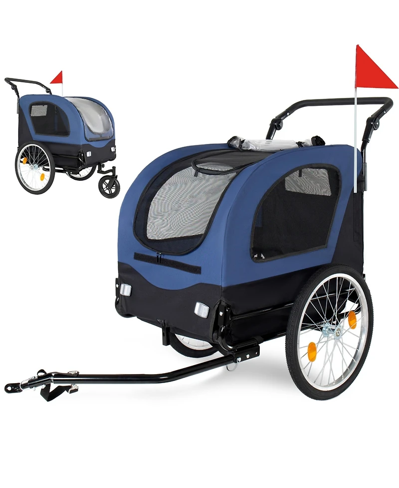 Aostirmotor 2-in-1 Bike Trailer and Pet Stroller for Dogs up to 110 lbs, Foldable Carrier Cart with 20" Air-Filled Wheels