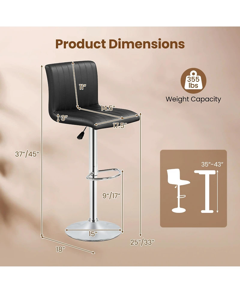 Gymax Bar Stools Set of 2 Adjustable Swivel Barstools with Footrest for Kitchen