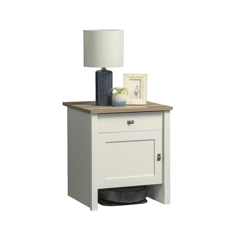 Sauder Side Table Cabinet for Living Room, Bedroom, in Soft