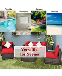 Gouun 6-Piece Modular Rattan Patio Set with Convertible Ottoman
