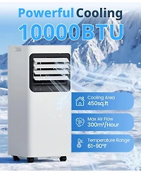 Antartic Star Btu Portable Air Conditioner for Sq Ft, 4-in-1 Ac with Cool/Fan/Dehumidifier, Remote, 24H Timer