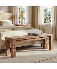 Tribesigns Solid Wood Bench, Farmhouse Wooden Bench Seat, End of Bed, Dining Bench