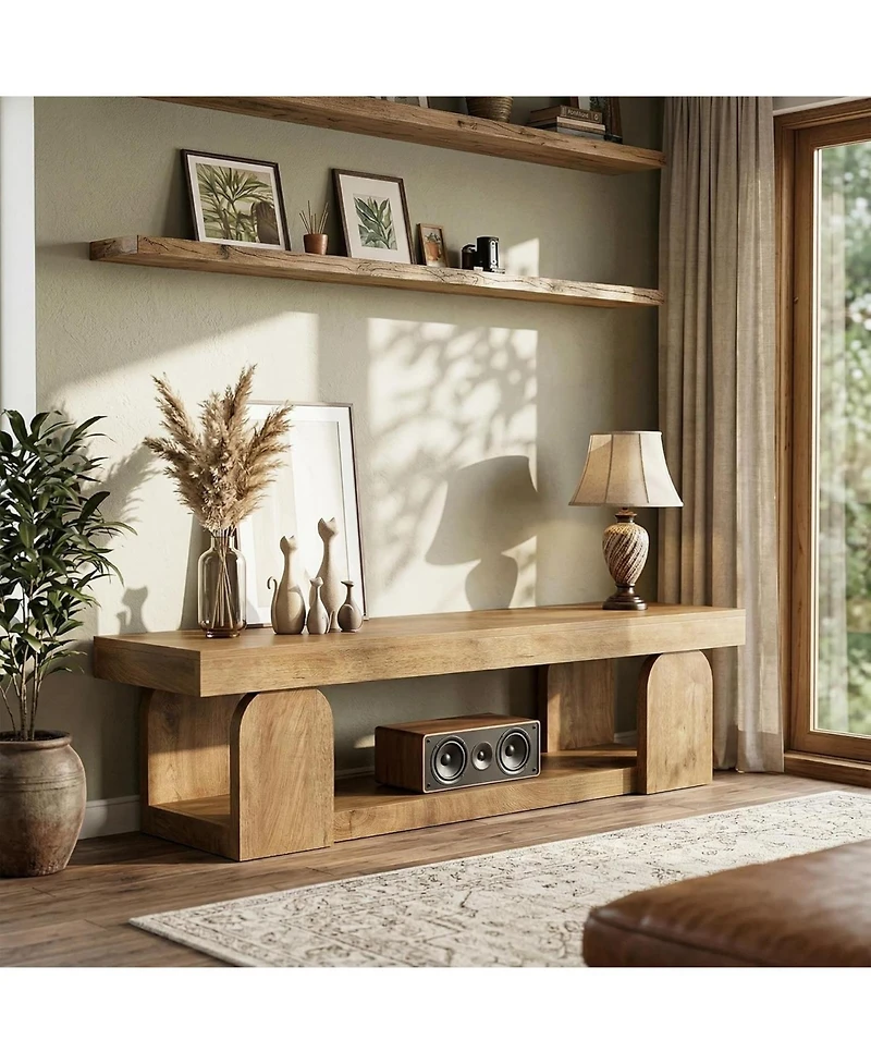Tribesigns Tv Stand for Tvs up to Farmhouse Entertainment Center with Open Storage Shelf, Wood TV Media Console Television Stand