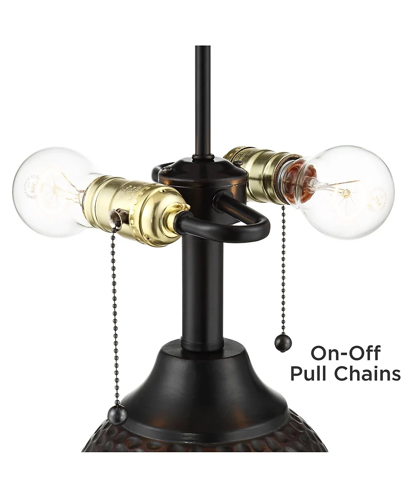 360 Lighting Cody Farmhouse Table Lamps Set of 2 with Round Risers 27 1/2" Tall Oiled Hammered Drum Shade for Bedroom House Home