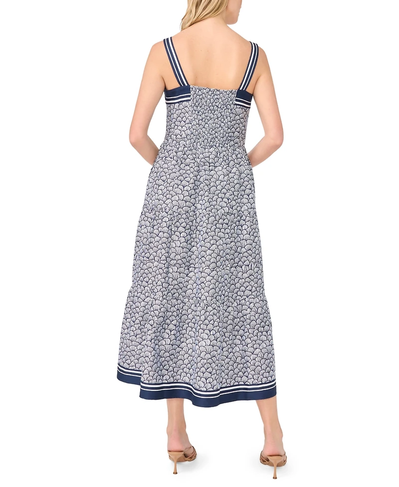 CeCe Women's Sleeveless Square Neck Tiered Midi Dress