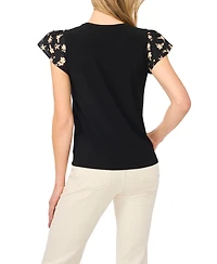 CeCe Women's Ruffle-Sleeve Crewneck Top