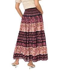 CeCe Women's Tiered Smock Waist Maxi Skirt