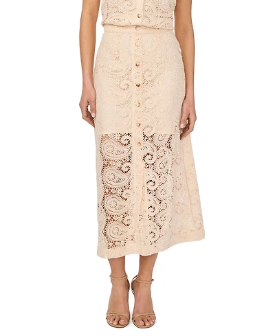 CeCe Women's Front Button Midi Skirt