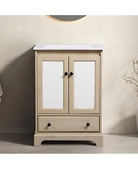 Sillysis 24 Inch Bathroom Vanity with Ceramic Sink, Soft Close Doors