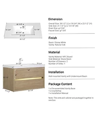 Sillysis Wall Mounted Bathroom Vanity with Stone Resin Sink, Soft Close Drawers