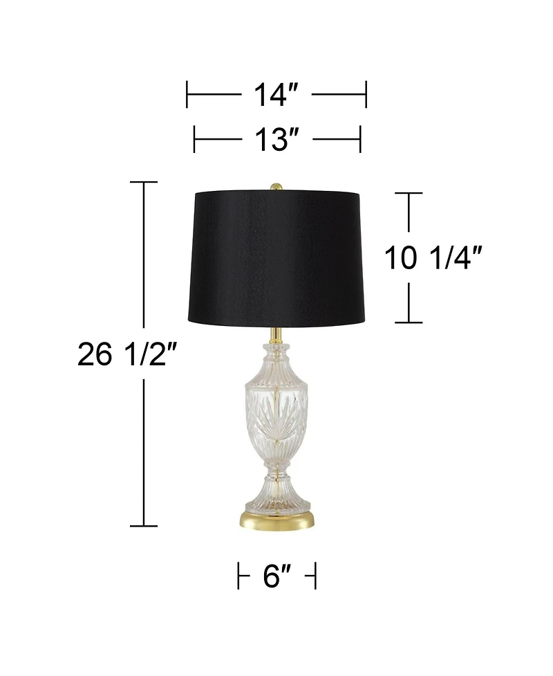 Regency Hill Traditional Table Lamp 26.5" High Brass Cut Glass Urn Accent Hardback Drum Shade Living Room Bedroom Bedside Nightstand