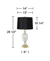 Regency Hill Traditional Table Lamp 26.5" High Brass Cut Glass Urn Accent Hardback Drum Shade Living Room Bedroom Bedside Nightstand