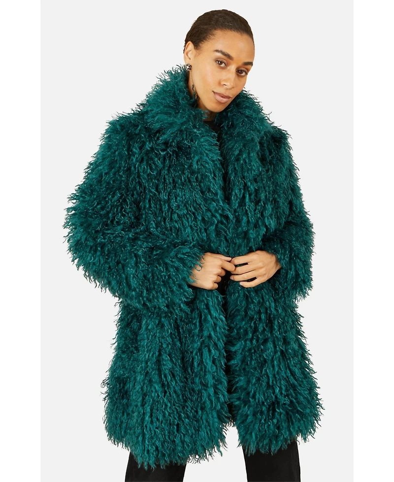 Yumi Women's Luxe Long Hair Faux Fur Coat