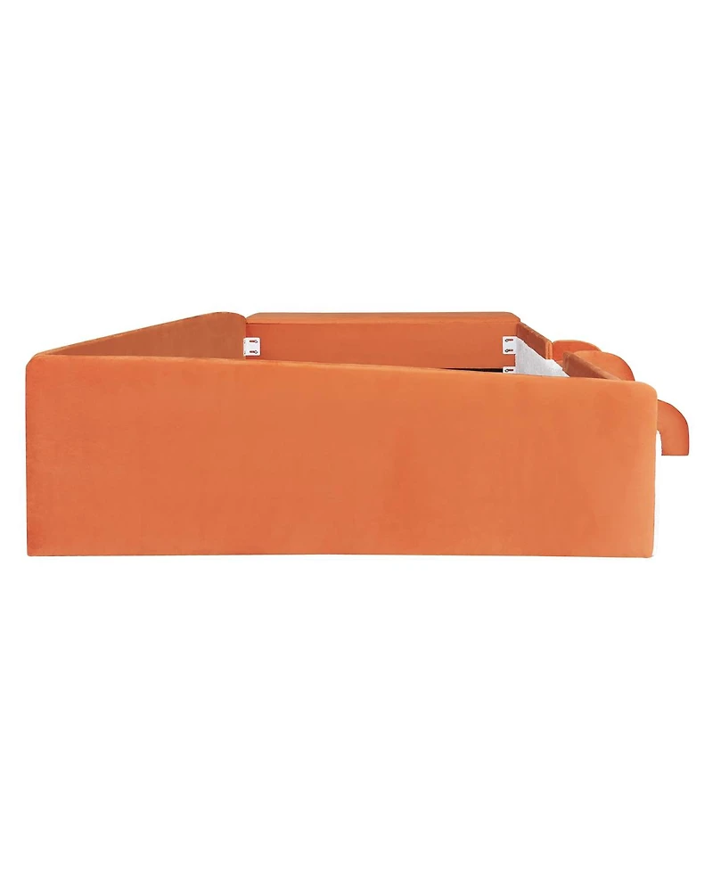 Streamdale Furniture Velvet Daybed With Stairs and Storage Ottoman