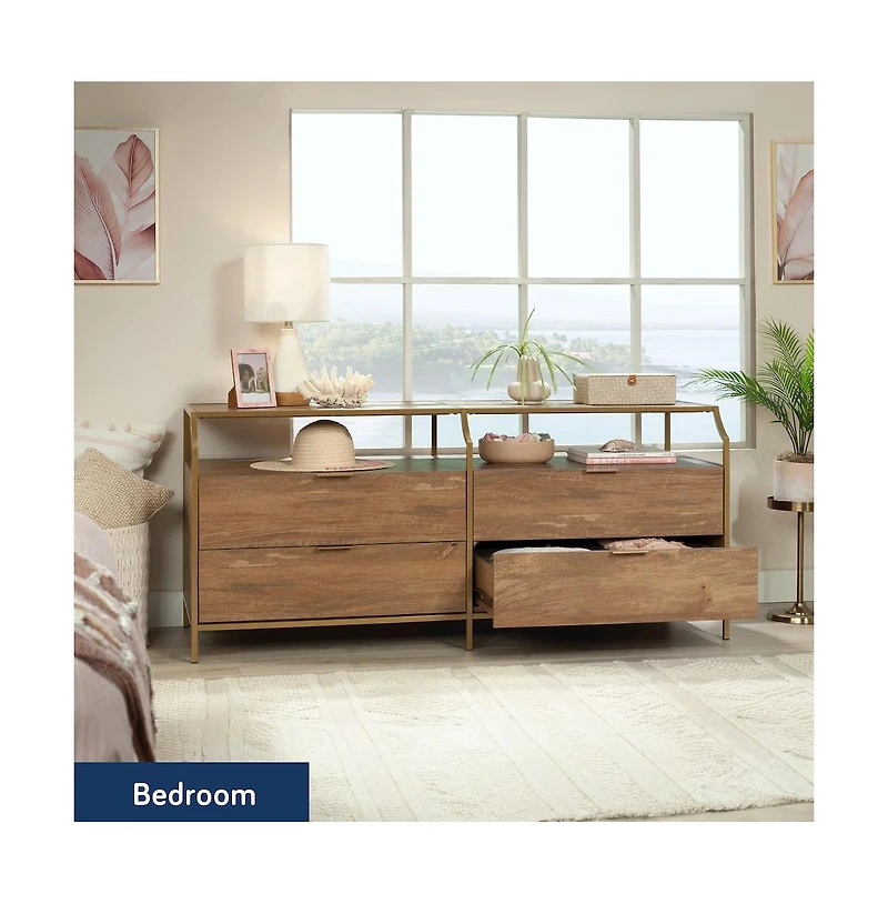 Sauder International Lux 4-Drawer Dresser, Sindoori Mango Finish