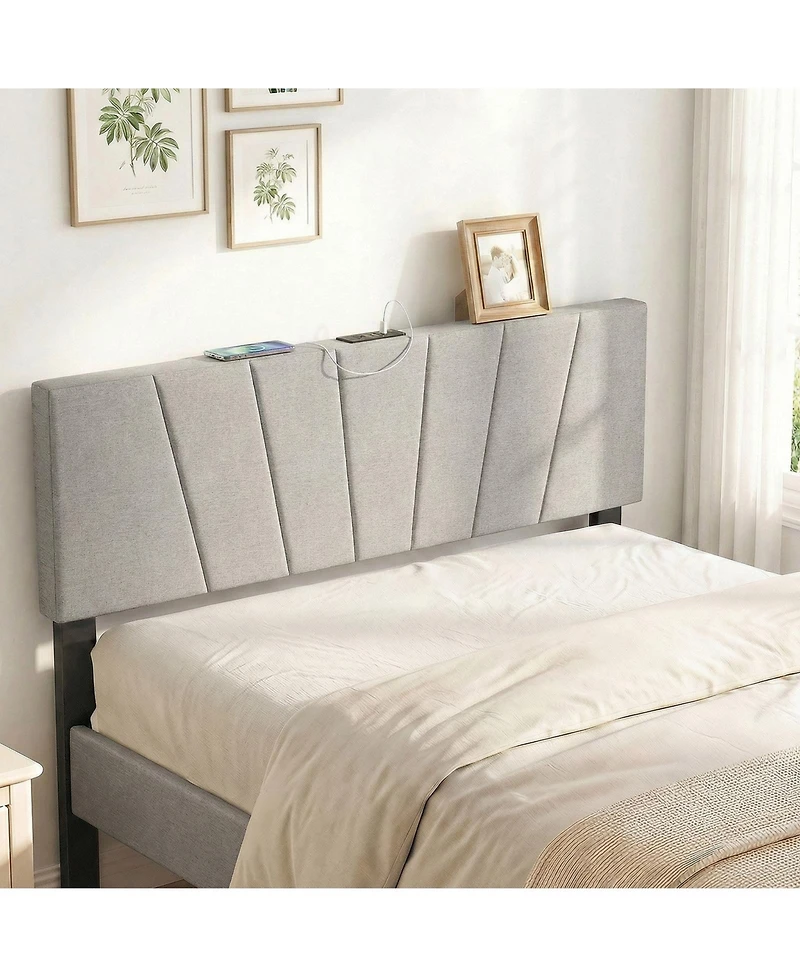 Slickblue Modern Geometric Bed Headboard Upholstered Design for Bedroom Wall Decor