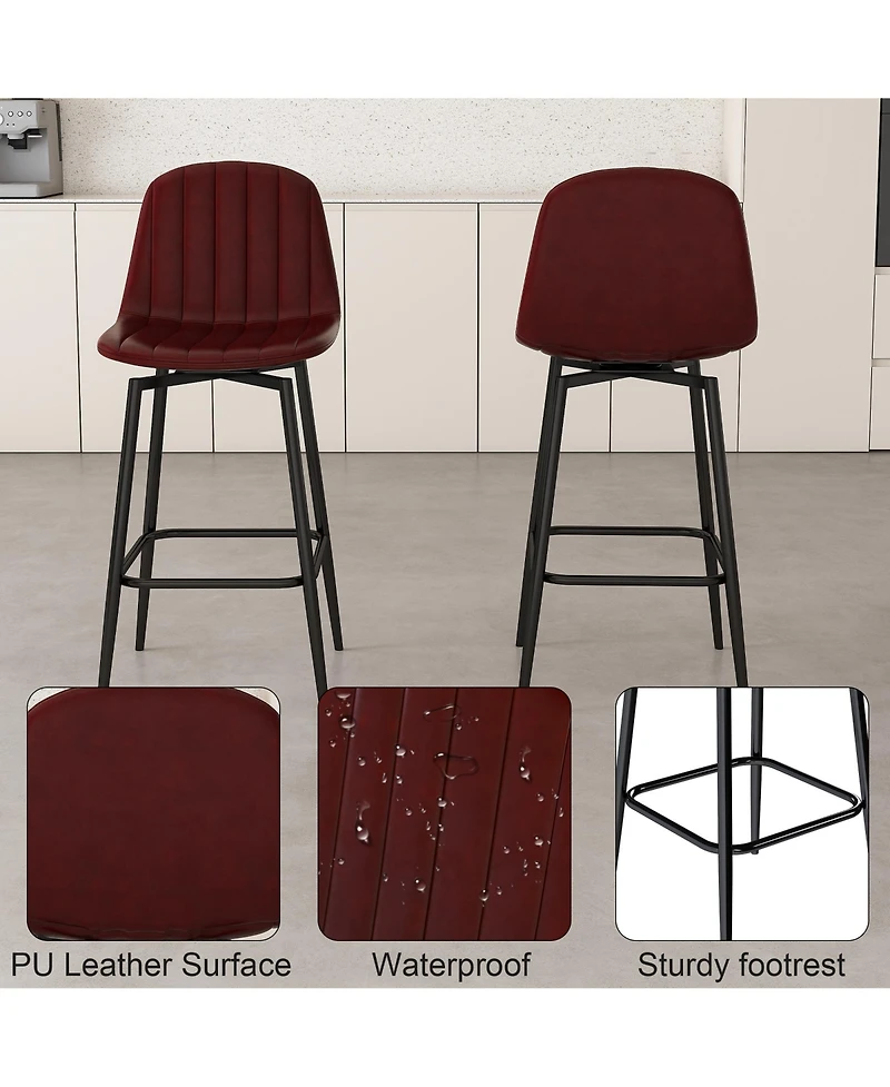 flynama Modern Swivel Bar Stools Set of 2, Pu Padded