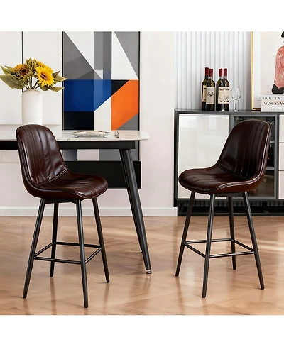flynama Modern Swivel Bar Stools Set of 2, Pu Padded