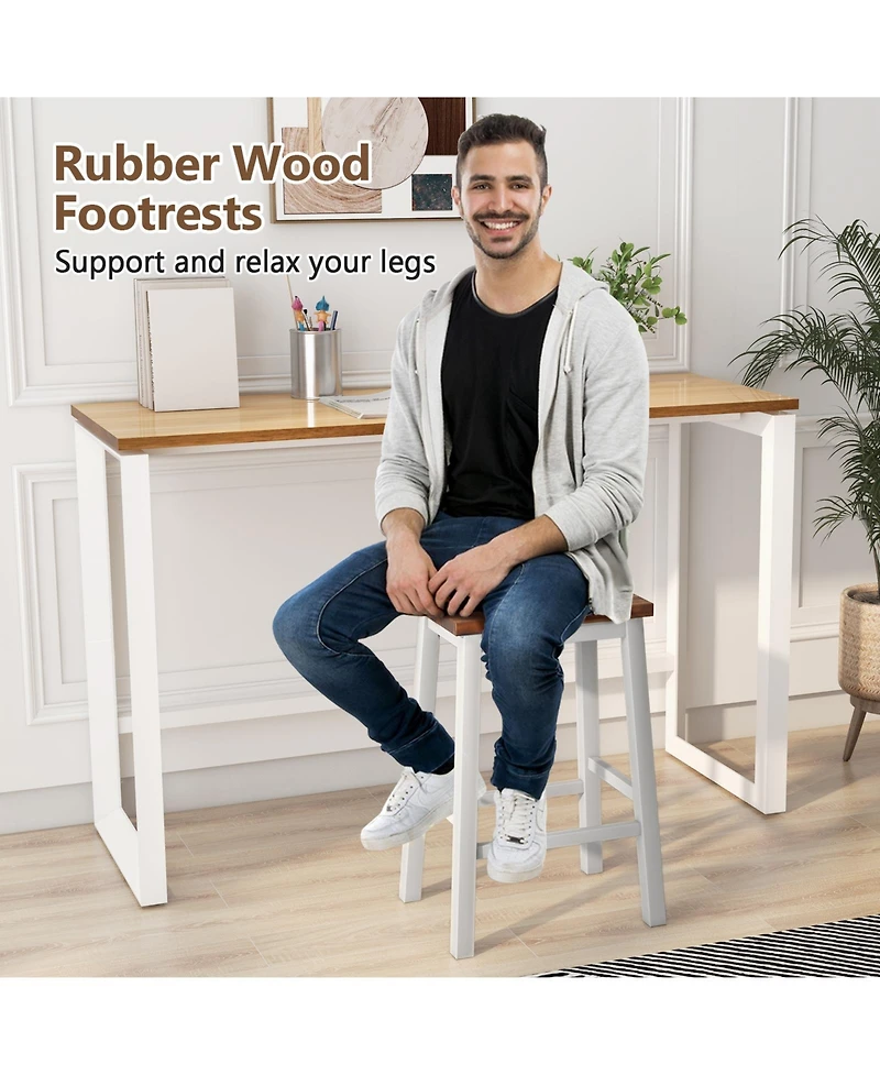 Sugift Saddle Bar Stools Set of Two with Footrests for Kitchen Island
