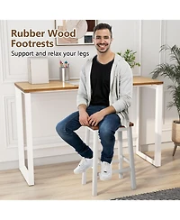 Sugift Saddle Bar Stools Set of Two with Footrests for Kitchen Island