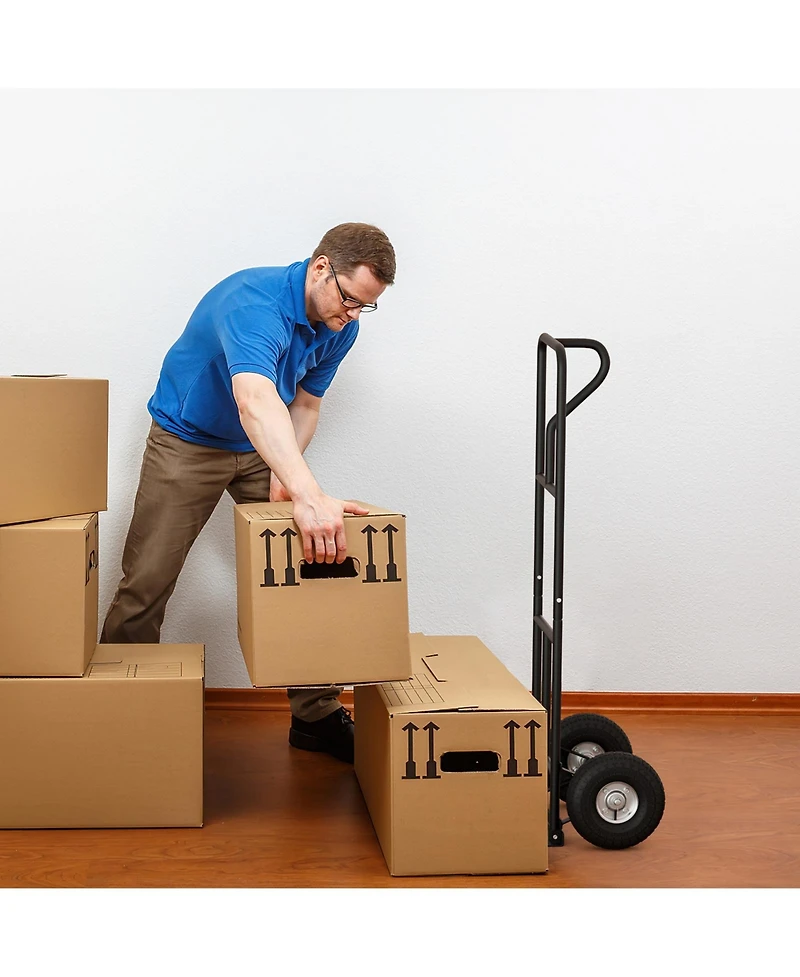 Sugift P Handle Hand Truck with Foldable Load Plate for Garage