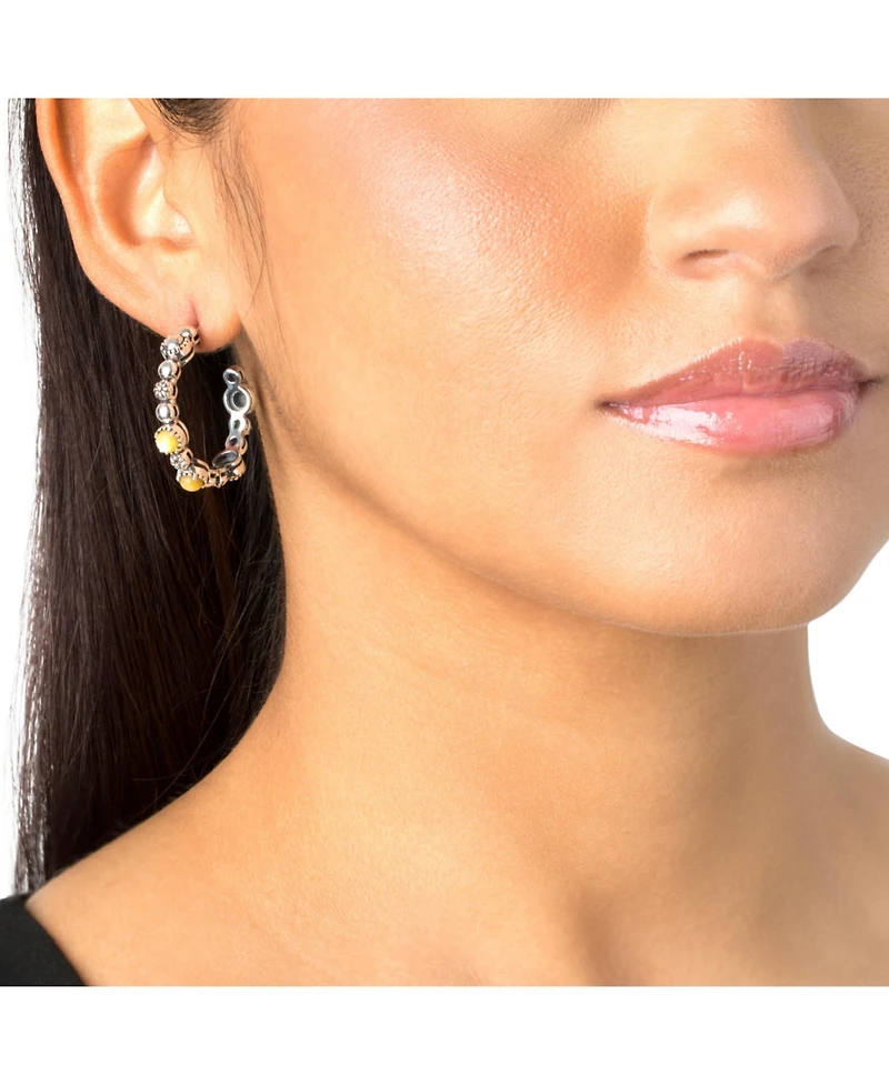 American West Jewelry Sterling Silver Mother of Pearl 1 Inch Concha Hoop Earrings