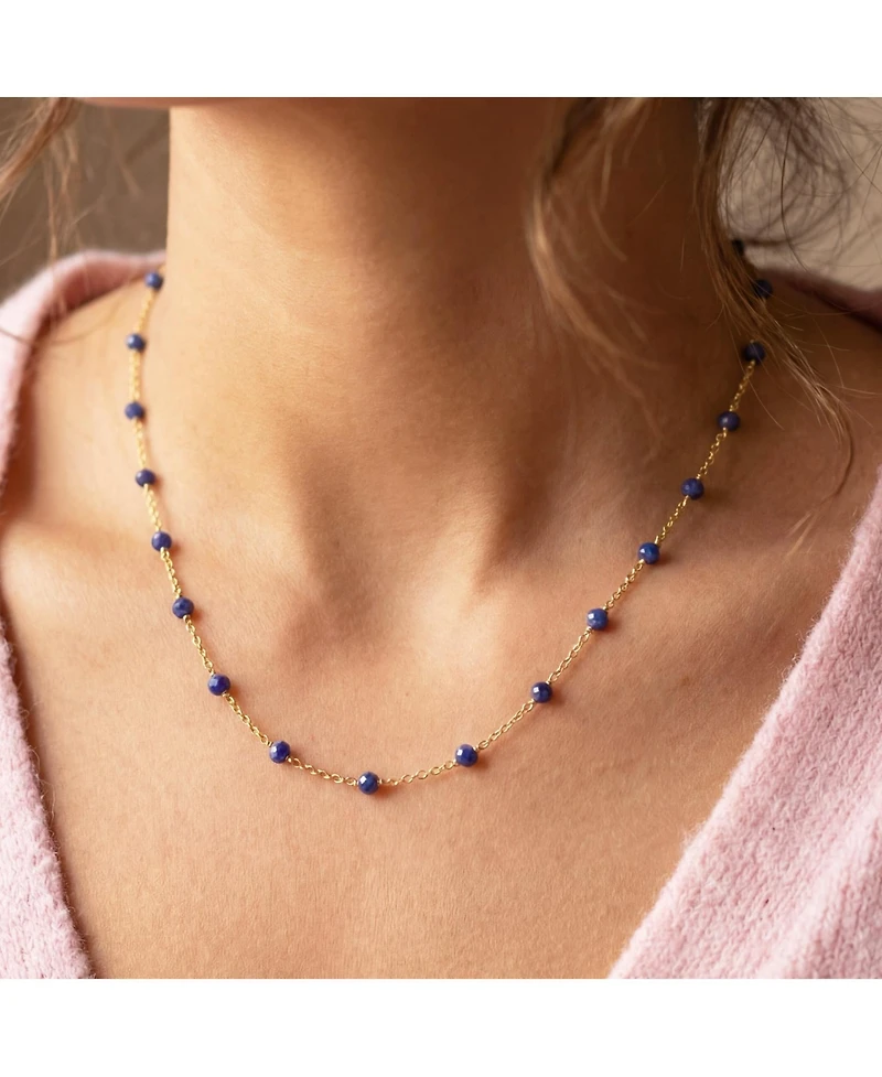 The Lovery Sapphire Bead Chain Necklace 14k Gold