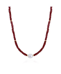 The Lovery Garnet Pearl Necklace Gold 14K