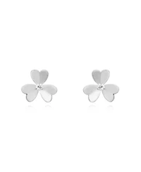 The Lovery Clover Petal Cz Stud Earrings Sterling Silver