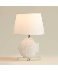 360 Lighting Finely 13 1/2" High Tropical Fish Small Modern Accent Table Lamp White Finish Ceramic Single Living Room Bedroom