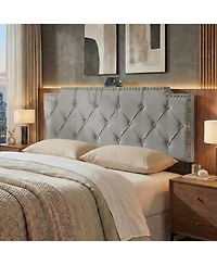 Slickblue Upholstered Bed Headboard with Rivet Accents and Tufted Soft Padded Design
