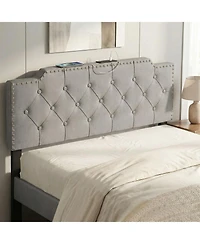 Slickblue Upholstered Bed Headboard with Rivet Accents and Tufted Soft Padded Design