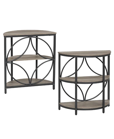 Slickblue Narrow End Tables Set of 2 with Strong Metal Frame and Multi-Tier Storage Shelves