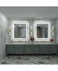 Apmir 30" x 36" Super Bright Front and Back Led Lighted Anti-Fog Tempered Glass Bathroom/Vanity Mirror with Etl and 3-Year Warranty