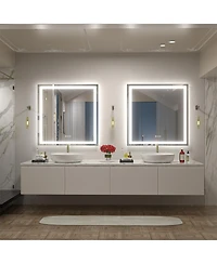 Apmir 36" x 36" Super Bright Front and Back Led Lighted Anti-Fog Tempered Glass Bathroom/Vanity Mirror with Etl and 3-Year Warranty