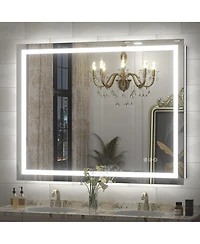 Apmir 48" x 38" Super Bright Front and Back Led Lighted Anti-Fog Tempered Glass Bathroom/Vanity Mirror with Etl and 3-Year Warranty