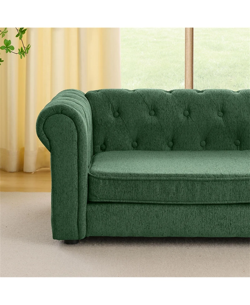 Clihome Elevated Dog Sofa Bed, 55 Inch Durable Linen Fabric Pet Couch for Big and Oversized Dogs