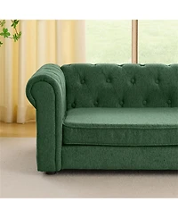 Clihome Elevated Dog Sofa Bed, 55 Inch Durable Linen Fabric Pet Couch for Big and Oversized Dogs