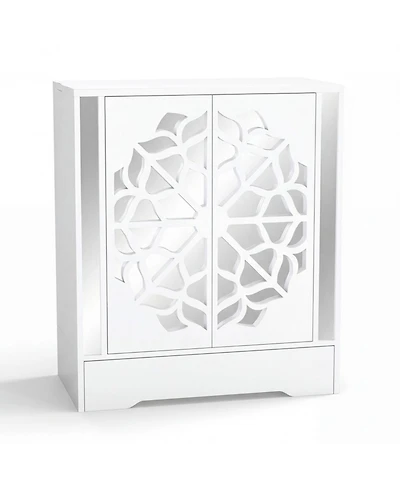 Gouun Mirrored 4-Tier Shoe Cabinet with Large Drawer and Push-to-Open Doors