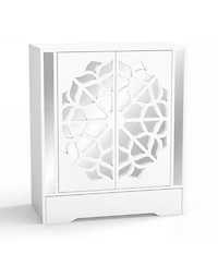 Gouun Mirrored 4-Tier Shoe Cabinet with Large Drawer and Push-to-Open Doors