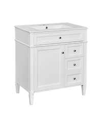 Sillysis Bathroom Vanity with Sink, Modern Freestanding Cabinet 3 Soft Close Drawers Adjustable Shelf for