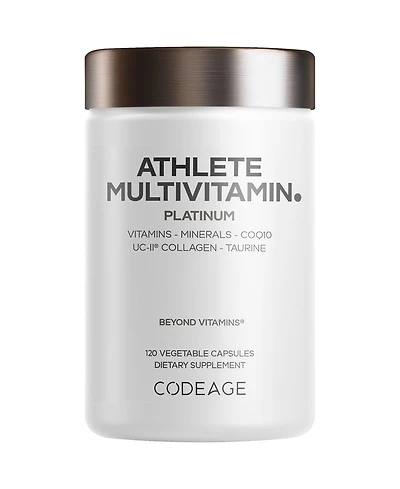 Codeage Athlete Multivitamin Platinum, Creatine Taurine, Electrolytes, CoQ10, Uc-ii Collagen, 120 Capsules