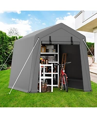 homfan Heavy-Duty Portable Outdoor Storage Tent and Motorcycle Shelter, Waterproof 220gsm Pe Canopy Carport with Dual Zipper Doors and Vents