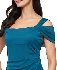 Alex Evenings Petite Cold-Shoulder Side Wrap Cowl Neck Gown