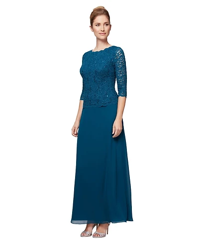 Alex Evenings Petite Sequin Lace Gown