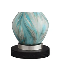 360 Lighting Cirrus Modern Accent Table Lamp with Round Marble Riser 22" High Drum Shade for Bedroom Living Room Office House Home