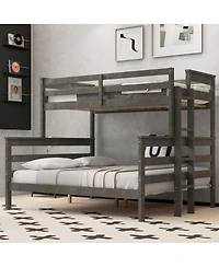 Streamdale Furniture Wood Twin Xl over Queen Bunk Bed with Ladder